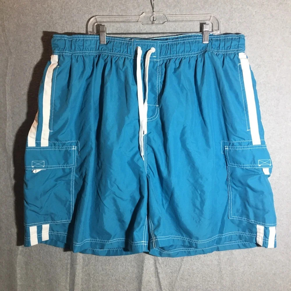 Mens Okanu Surf Swim Trunks Teal Blue Casual Swimming Beachy Coastal